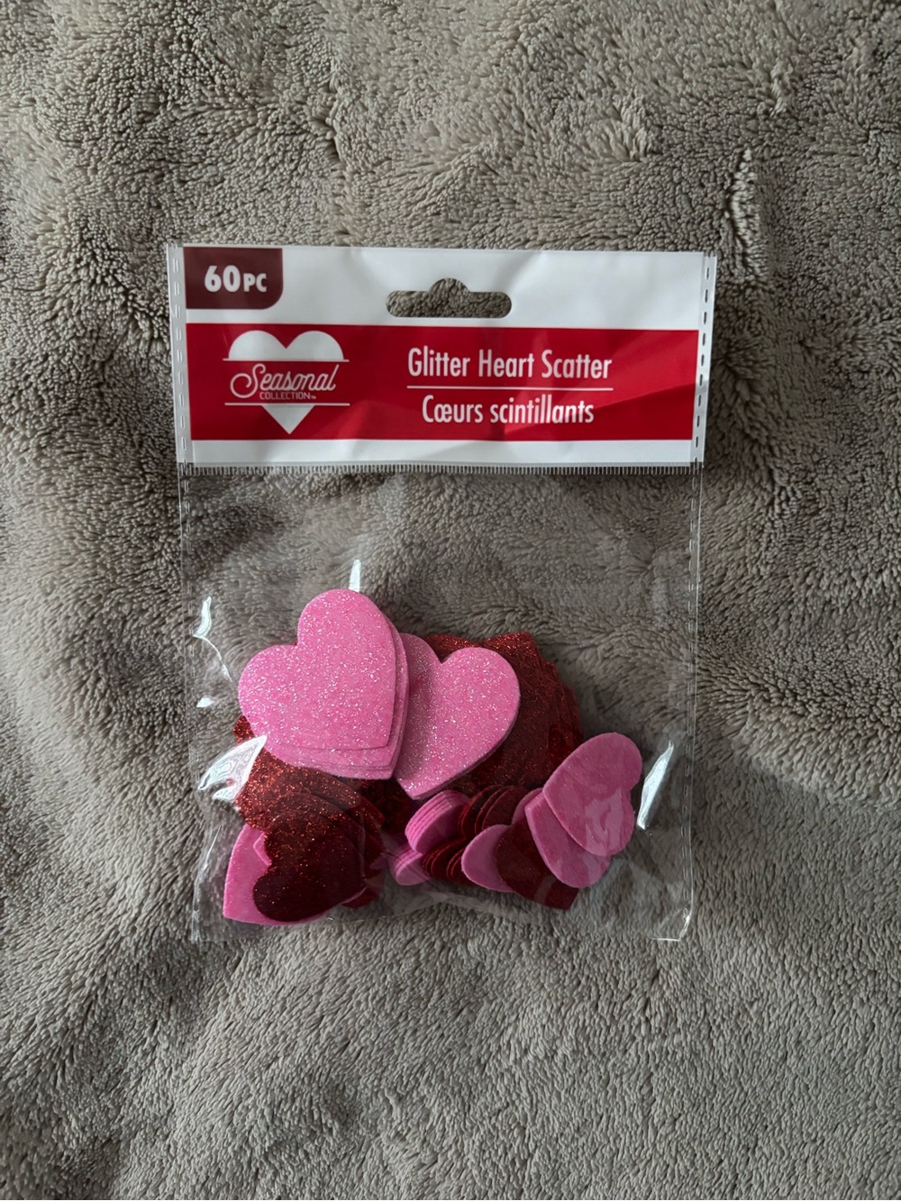 Pink & Red Glitter Heart Scatter - 60pc